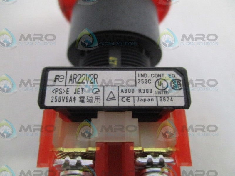 FUJI ELECTRIC AR22V2R RED EMERGENCY STOP PUSHBUTTON SWITCH (AS PICTURED) *USED*