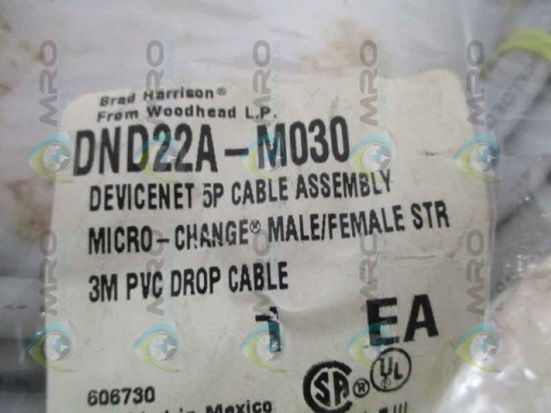 DANIEL WOODHEAD DND22A-M030 CABLE ASSEMBLY * NEW IN FACTORY BAG *