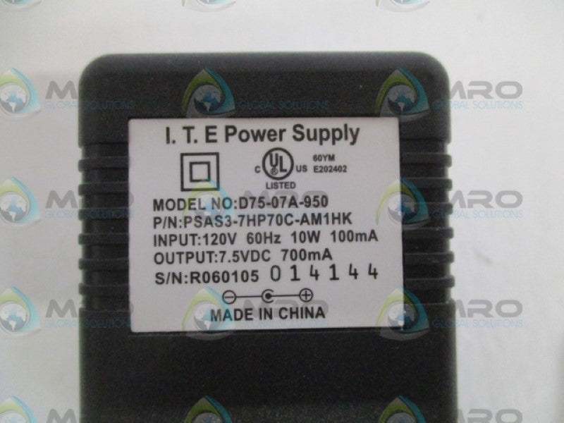 I.T.E D75-07A-950 POWER SUPPLY *USED*