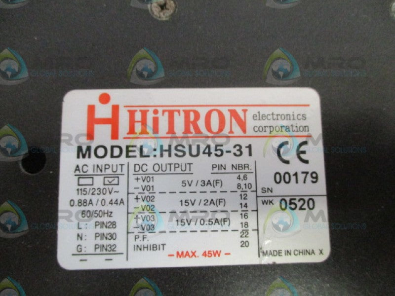 HITRON HSU45-31 POWER SUPPLY *USED*