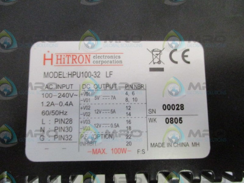 HITRON HPU100-32LF POWER SUPPLY *USED*