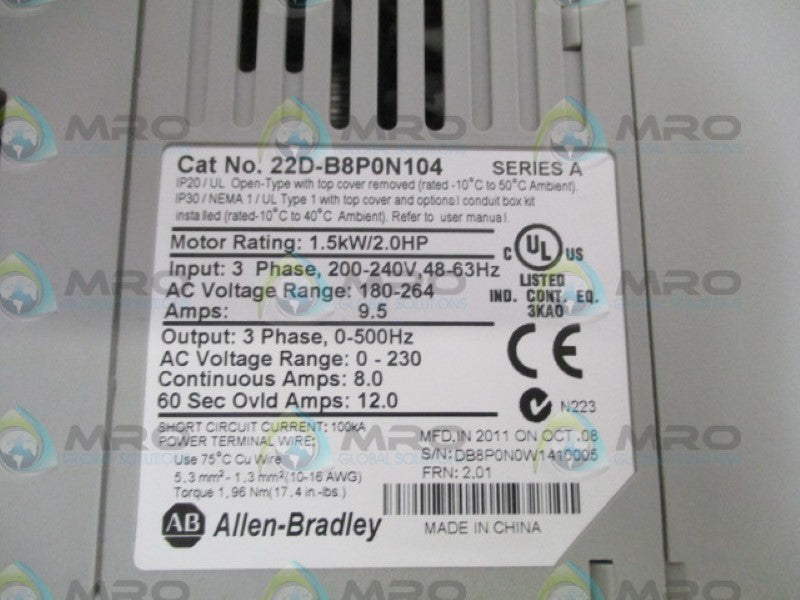 INDUSTRIAL SPARE PART 22D-B8P0N104 SER. A F/W 2.01  UNMP