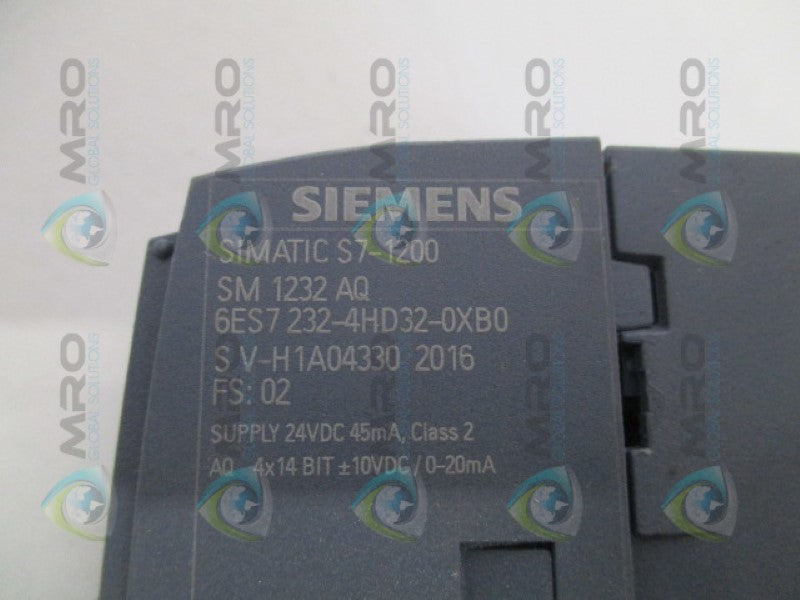 SIEMENS SIMATIC S7-1200 6ES7232-4HD32-0XB0 OUTPUT MODULE (AS PICTURED) *USED*