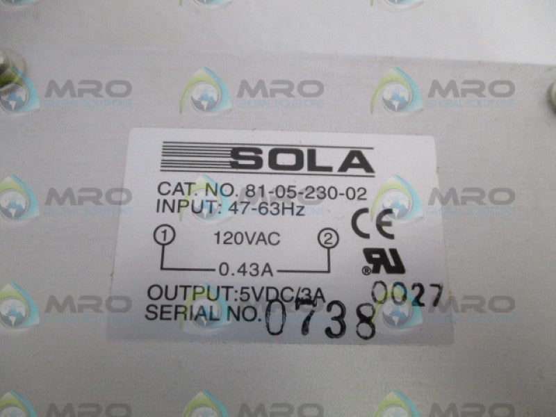 SOLA 81-05-230-02 POWER SUPPLY (AS PICTURED) *NEW NO BOX*