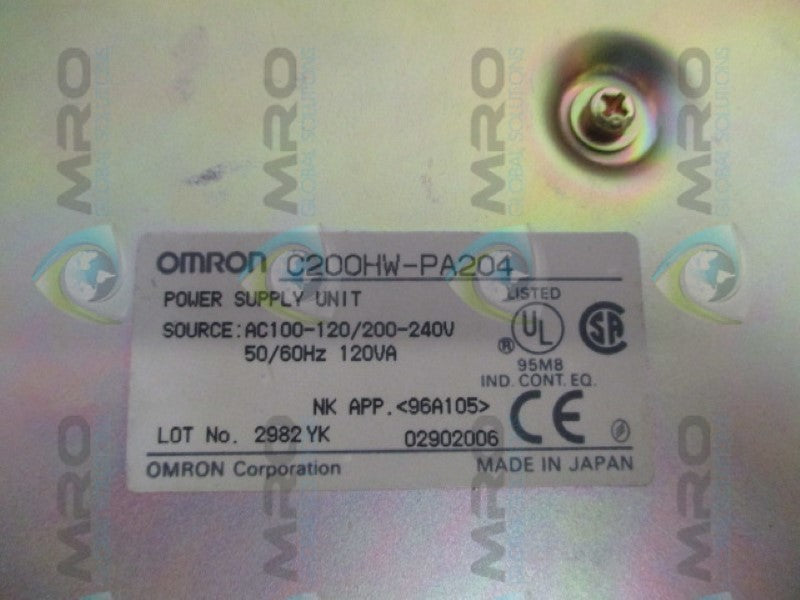 OMRON C200HW-PA204 POWER SUPPLY UNIT UNMP