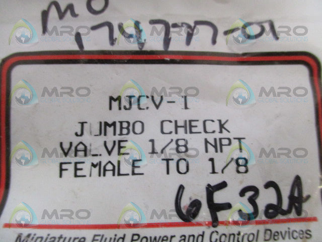 CLIPPARD MJCV-1 JUMBO CHECK VALVE 1/8" * NEW IN FACTORY BAG *