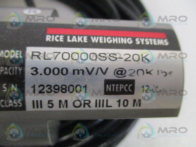RICE LAKE RL70000SS-20K LOAD CELL CAPACITY: 20K LBS *NEW IN BOX*