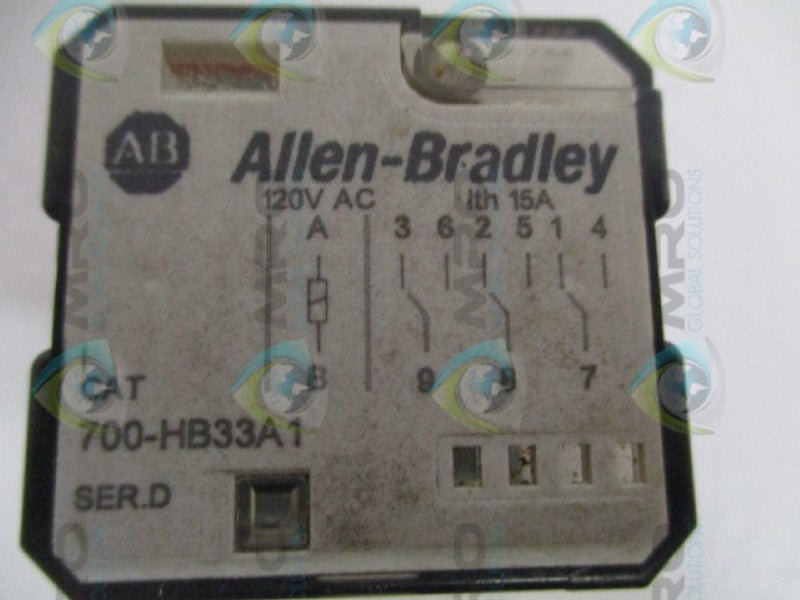 ALLEN BRADLEY 700-HB33A1 SER. D 120VAC 15A *USED*