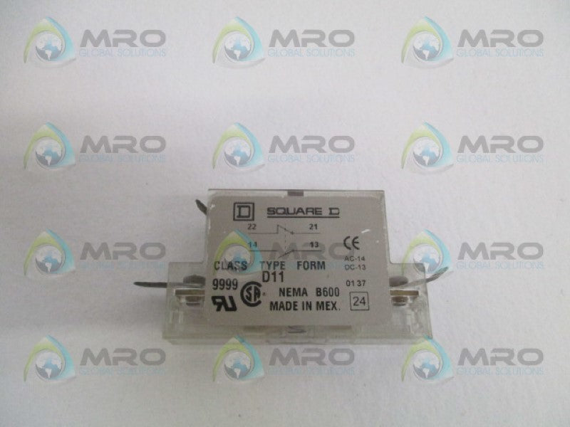 SQUARE D 9999-D11 AUXILIARY CONTACT *USED*