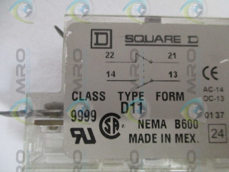 SQUARE D 9999-D11 AUXILIARY CONTACT *USED*