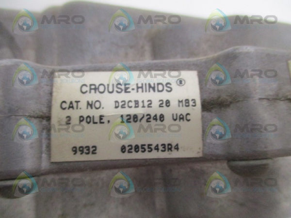 CROUSE HINDS D2CB1220M83 CIRCUIT BREAKER 20A  UNMP