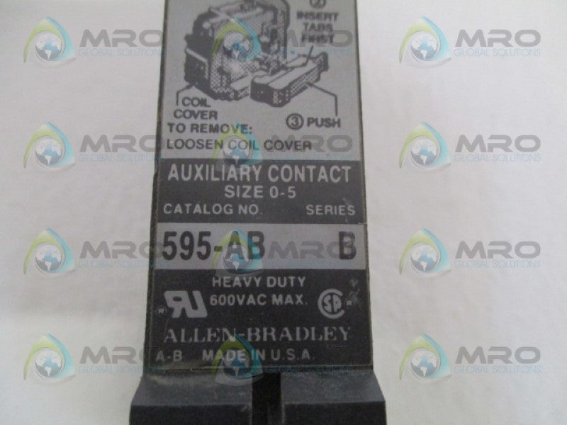 ALLEN BRADLEY 595-AB SER. B SIZE 0-5 AUXILARY CONTACT *USED*