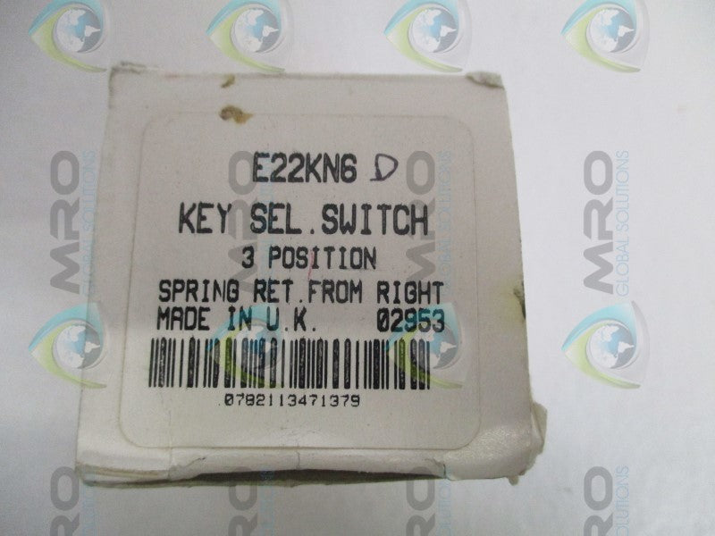 CUTLER HAMMER E22KN6 KEY SELECTOR SWITCH (MISSING ACCESSORIES)  NSMP