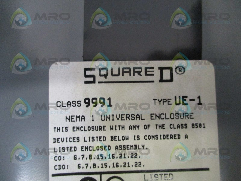 SQUARE D 9991-UE-1 UNIVERSAL ENCLOSURE *USED*