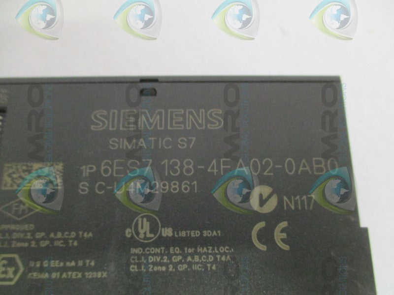 SIEMENS SIMATIC S7 PROFIsafe 6ES7138-4FA02-0AB0 1/O MODULE UNMP