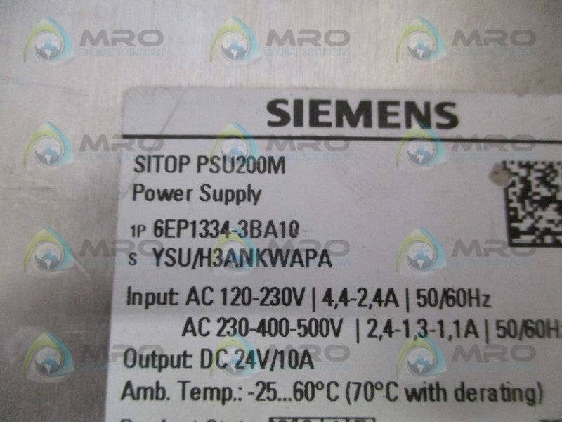 SIEMENS SITOP PSU200M 6EP1334-3BA10 POWER SUPPLY *USED*