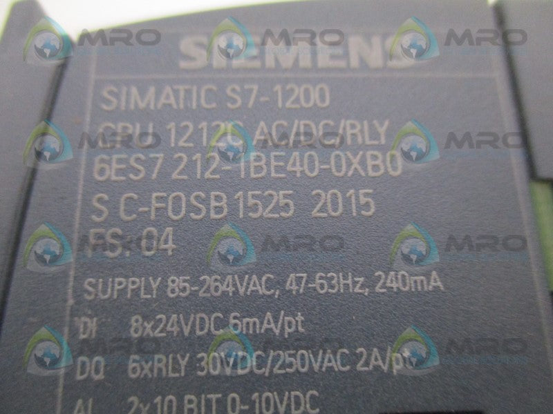 SIEMENS SIMATIC S7-1200 6ES7212-1BE40-0XB0 CPU MODULE (AS PICTURED) *NEW NO BOX*
