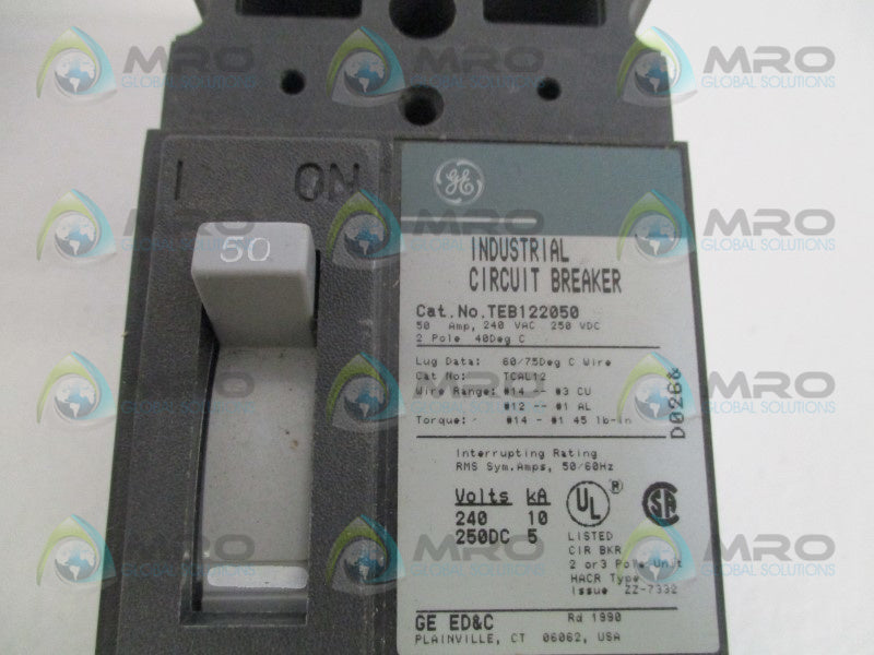 GENERAL ELECTRIC TEB122050WL CIRCUIT BREAKER 50A (GREEN) *NEW IN BOX*