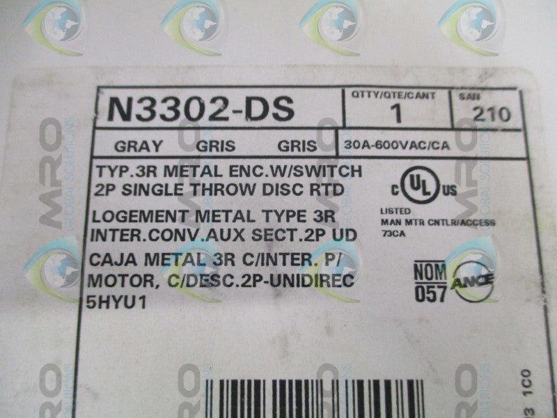 LEVITON N3302-DS ENCLOSURE W/ SWITCH *NEW IN BOX*
