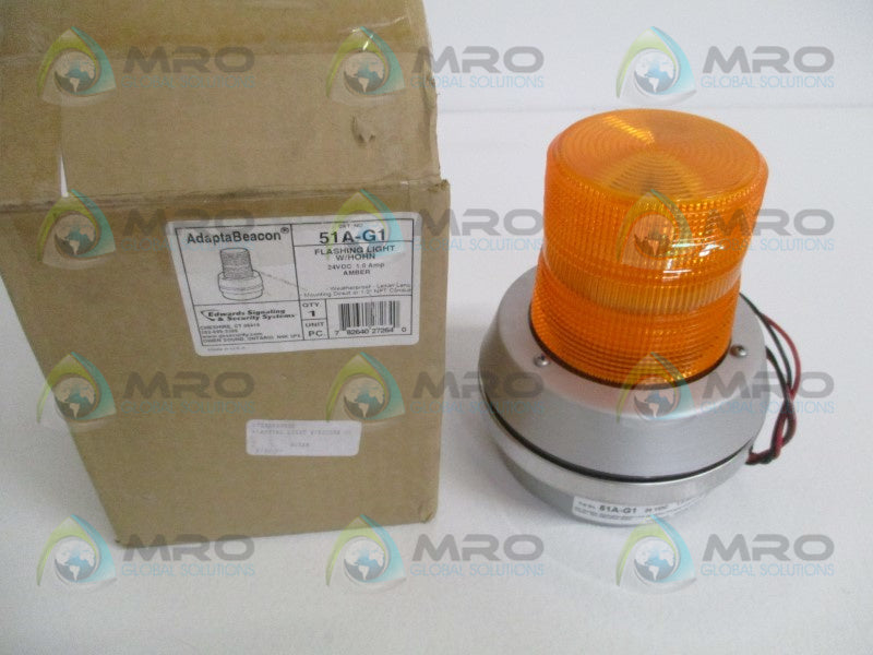 EDWARDS 51A-G1 AMBER FLASHING LIGHT W/ HORN *NEW IN BOX*