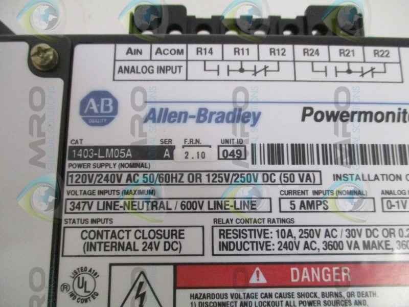 INDUSTRIAL SPARE PART POWER MONITOR II 1403-LM05A SER. A F/W 2.10 METER  NSMP