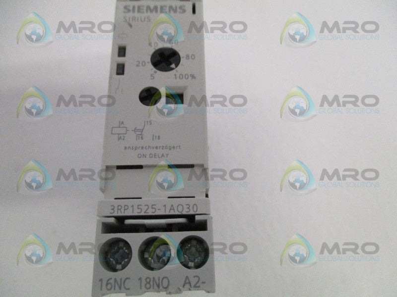 SIEMENS 3RP1525-1AQ30 TIMING RELAY 5-100% (AS PICTURED) *NEW NO BOX*