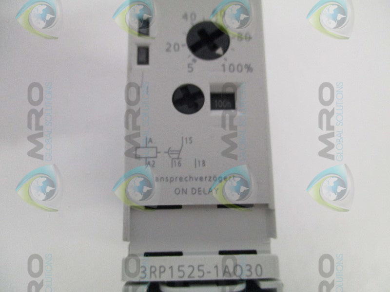 SIEMENS 3RP1525-1AQ30 TIMING RELAY 5-100% (AS PICTURED) *NEW NO BOX*