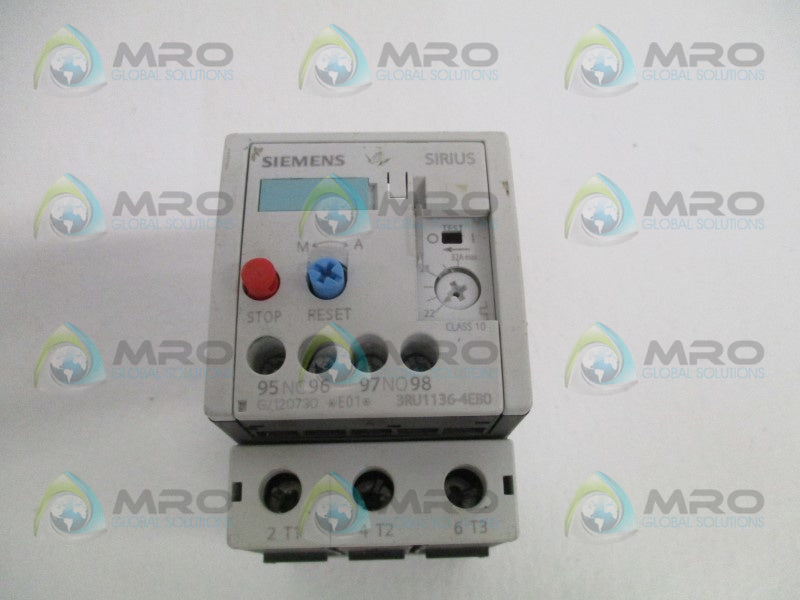 SIEMENS 3RU1136-4EB0 OVERLOAD RELAY 22-32A *USED*