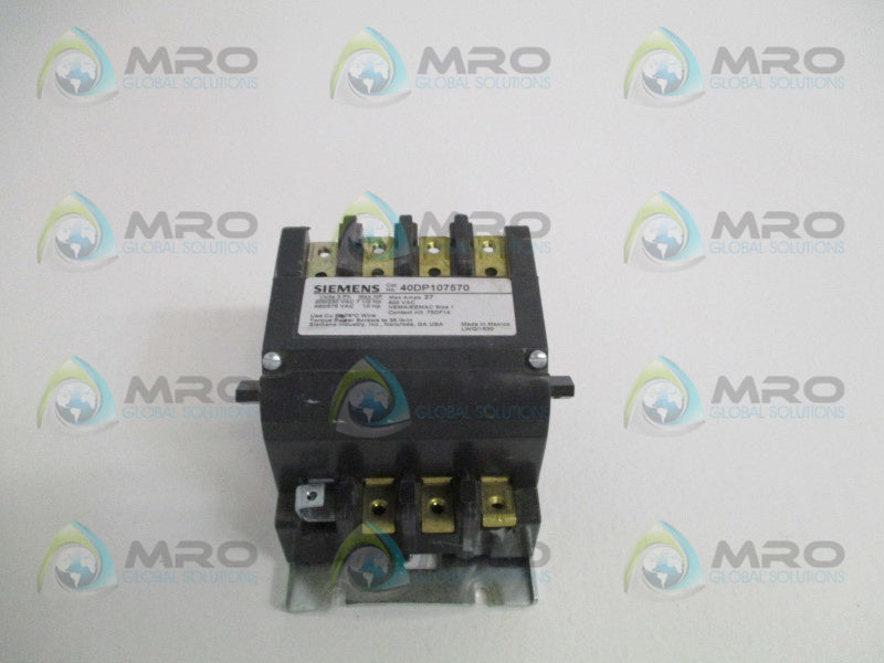 SIEMENS 40DP107570 CONTACTOR (AS PICTURED) *NEW NO BOX*