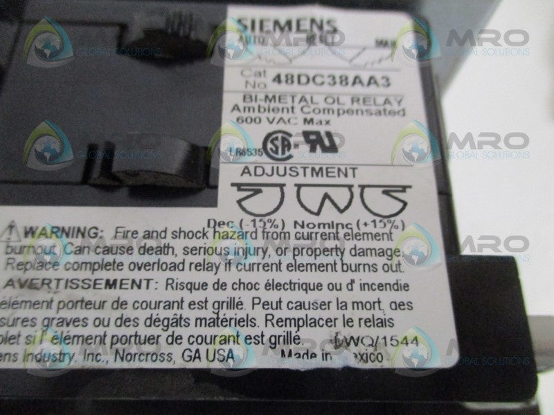 SIEMENS 14CP32A81/75D73070D/48DC38AA3 STARTER (AS PICTURED)  UNMP