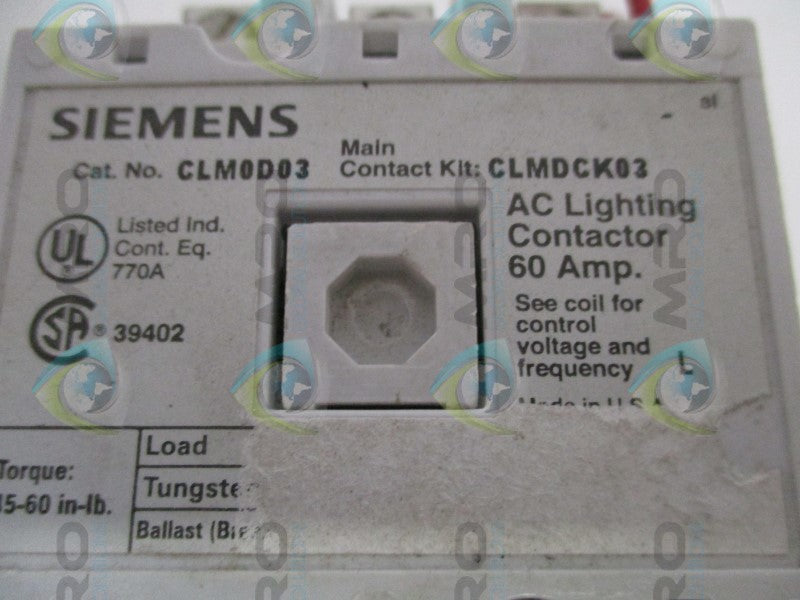 SIEMENS CLM0D03 AC LIGHTING CONTACTOR *USED*