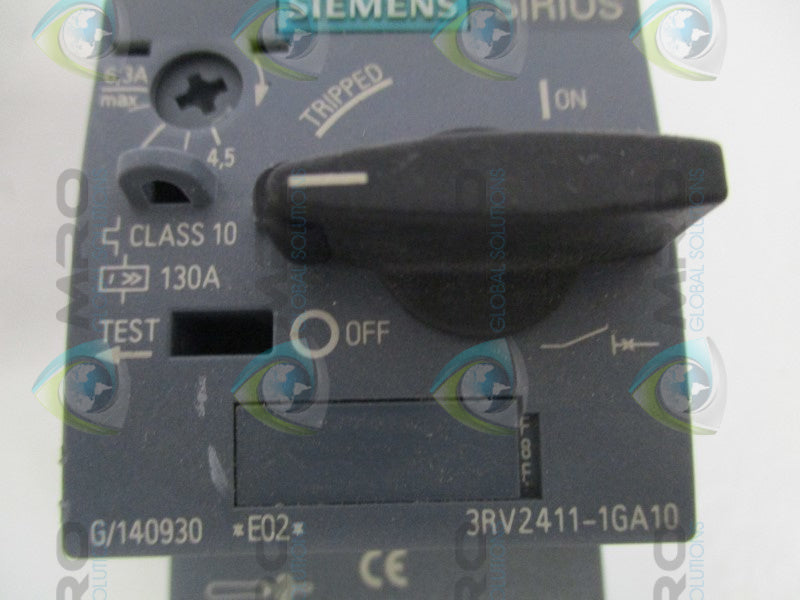 SIEMENS 3RV2411-1GA10 CIRCUIT BREAKER 4,5-6,3A (AS PICTURED) *NEW NO BOX*
