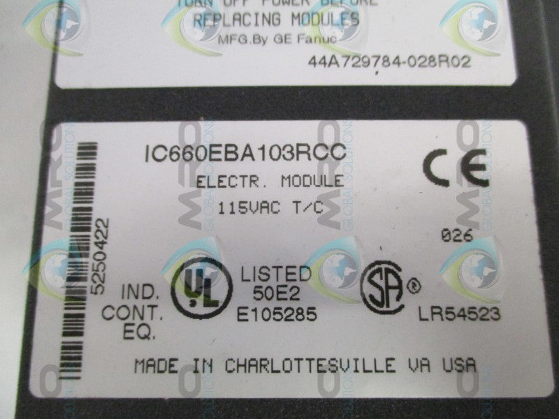 GE FANUC IC660EBA103RCC THERMOCOUPLE BLOCK *NEW NO BOX*