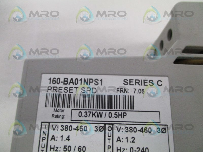 ALLEN BRADLEY 160-BA01NPS1P1 SER. C F/W 7.06 SPEED CONTROLLER  UNMP