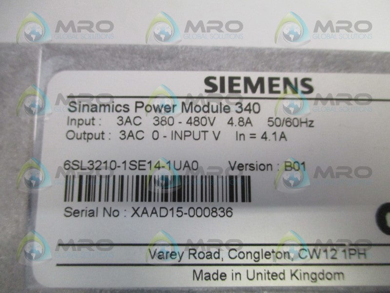 SIEMENS SINAMICS 6SL3210-1SE14-1UA0 POWER MODULE *USED*