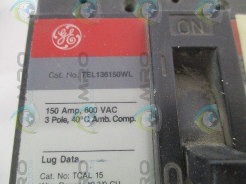 GENERAL ELECTRIC TEL136150WL CIRCUIT BREAKER 150A (GRAY) *USED*