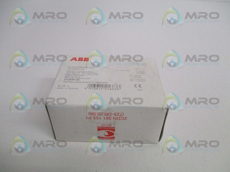 ABB TA25DU-25 1SAZ211201R1051 THERMAL OVERLOAD RELAY 18-25A * FACTORY SEALED *