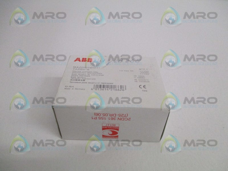 ABB TA25DU-19 1SAZ211201R1047 OVERLOAD RELAY 13-19A  * FACTORY SEALED *