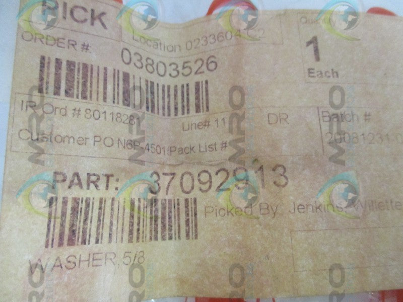 INGERSOLL RAND 37092913 WASHER  NSMP