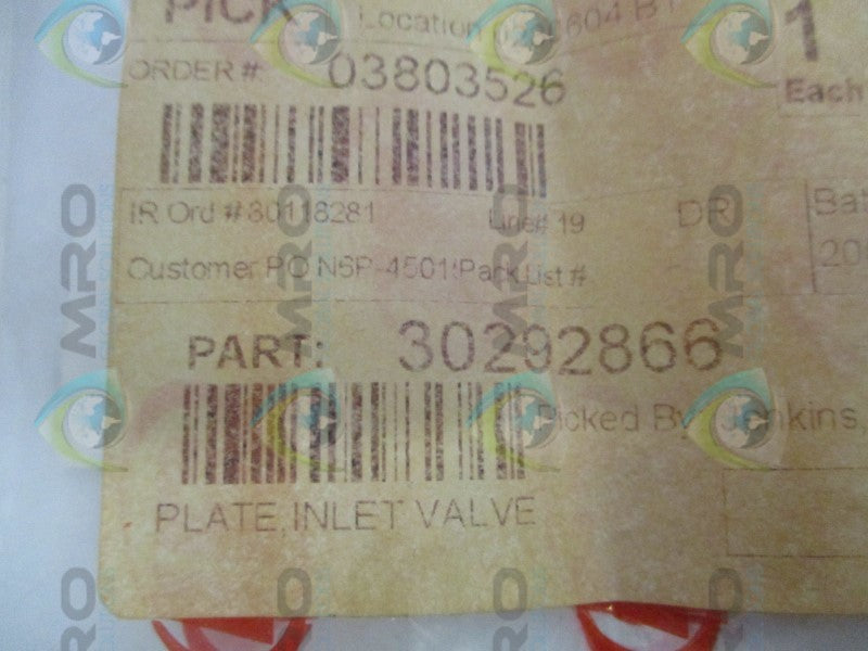 INGERSOLL RAND 30292866 INLET VALVE PLATE  NSMP