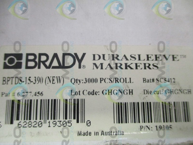 BRADY BPTDS-15-390 19305 DURASLEEVE MARKERS  NSMP