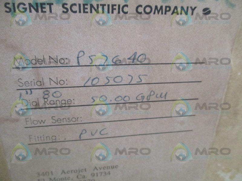 SIGNET SCIENTIFIC P57640 DIGITAL FLOMETER 50.00 GPM NSMP