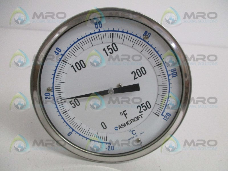 ASHCROFT 50EI60R120-0/250F BIMETAL THERMOMETER 0/250F -20-120/C  NSMP