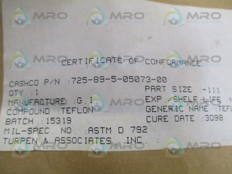 CASHCO 725-89-5-05073-00 O-RING  NSMP