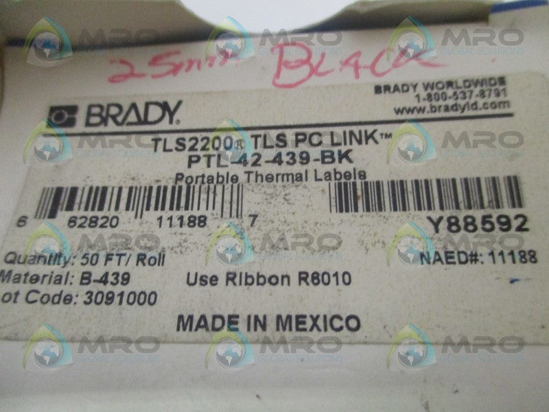 BRADY PTL-42-439-BK PORTABLE THERMAL LABELS  NSMP