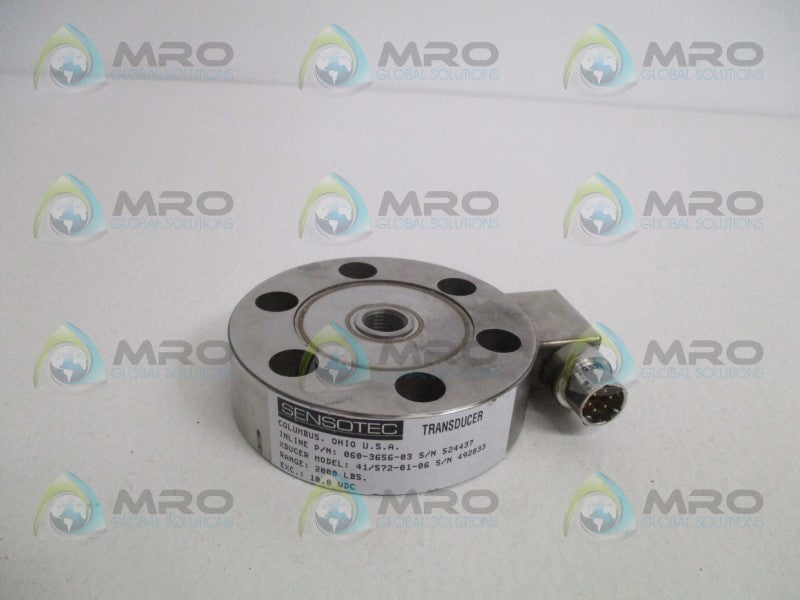 SENSOTEC 060-3656-03 41/572-01-06 LOAD CELL RANGE: 2000 LBS  NSNP