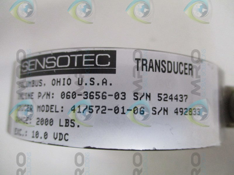 SENSOTEC 060-3656-03 41/572-01-06 LOAD CELL RANGE: 2000 LBS  NSNP