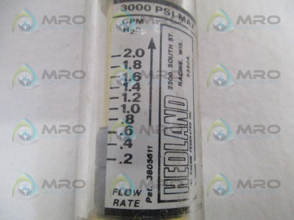 HEDLAND 3805611 FLOW METER .02-2.0 GPM H2O 300 PSI  NSMP