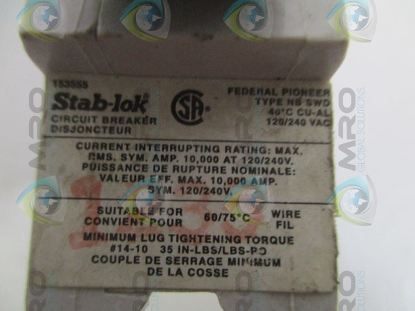 FEDERAL PIONER NBSWD115 CIRCUIT BREAKER 15A  NSNP