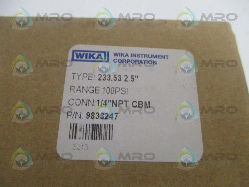 WIKA 9833247 PRESSURE GAUGE 100PSI *NEW IN BOX*